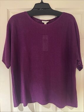 Eileen Fisher Deep Plum Short-Sleeve Knit Top